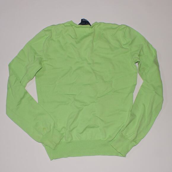 Ralph Lauren Lightweight Knitted Lime Green Sweater With An Orange Embroidery - Picture 2 of 3